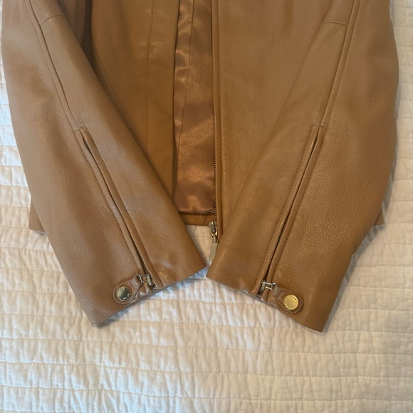 BCBGMaxAzria Tan Leather Jacket Size 2 - Picture 8 of 16